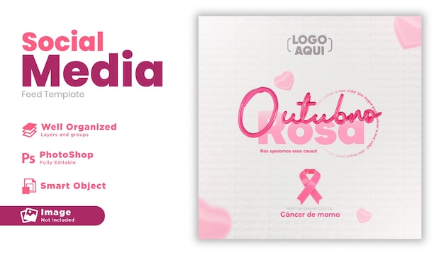 Social media feed instagram template october pink