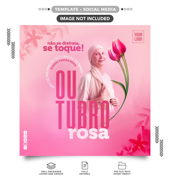 PSD social media feed october pink one touch can change your life