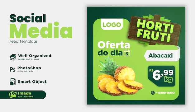 Social Media Feed oferuje szablon HortiFruti Brazylia