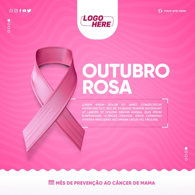 Social media feed oktober roze maand van borstkankerpreventie in brazilië