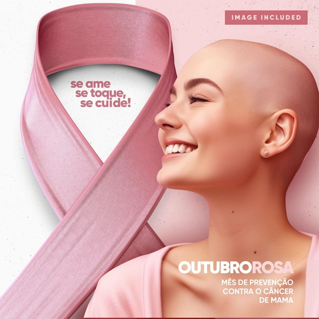 PSD social media feed pink october motivational campaign