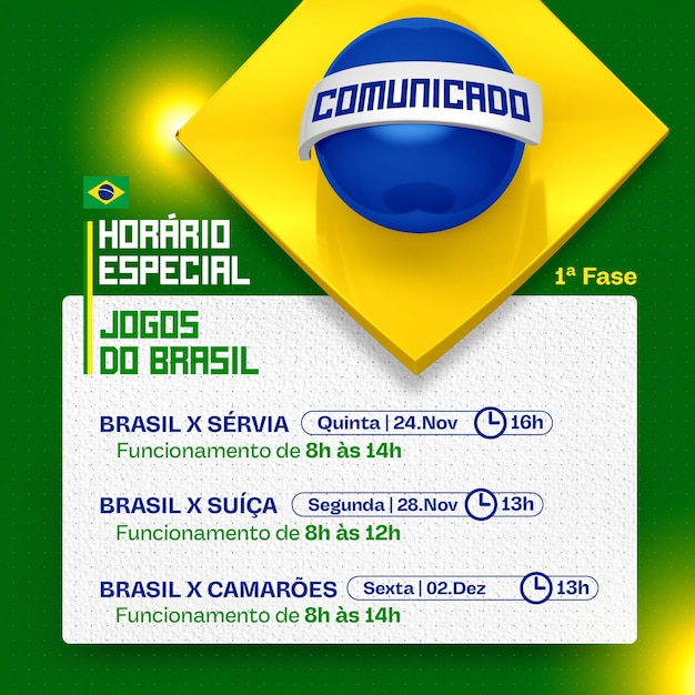 PSD social media feed special hours brazil games