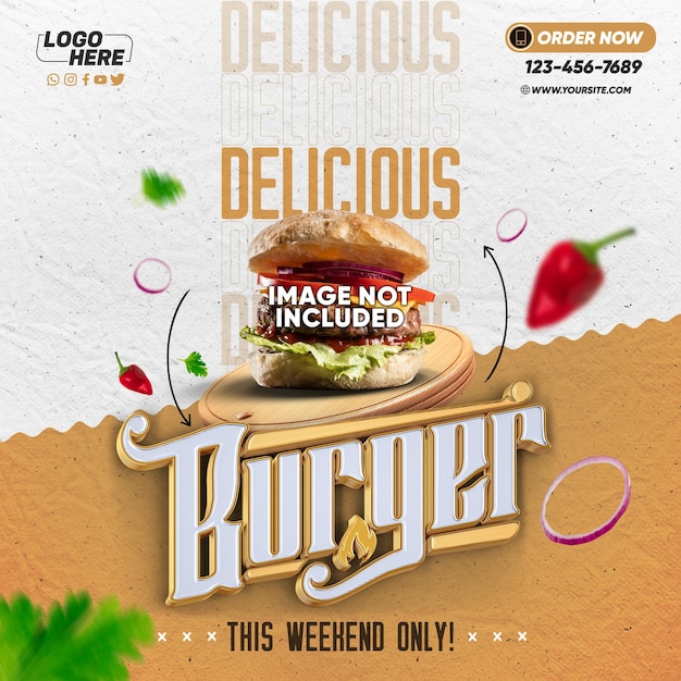 PSD social media feed template delicious burger this weekend only