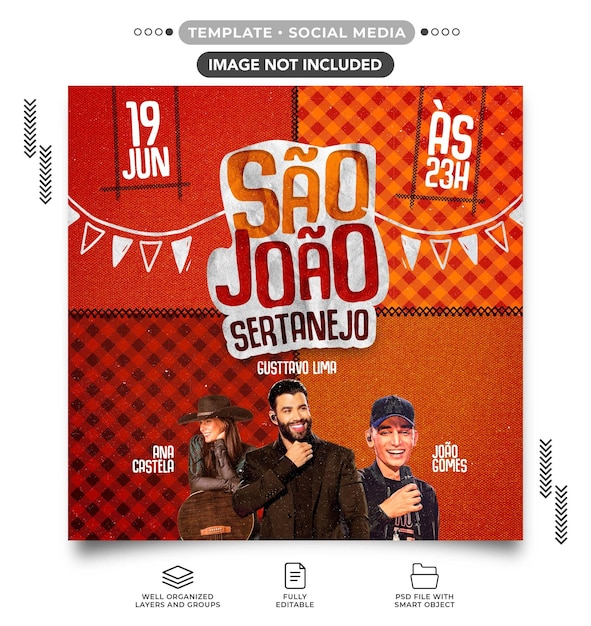 소셜 미디어 피드 템플릿 sao joao sertanejo