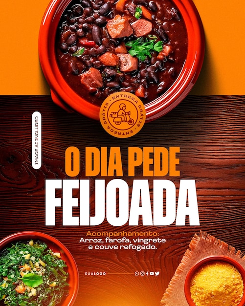 소셜 미디어 Feijoada 음식