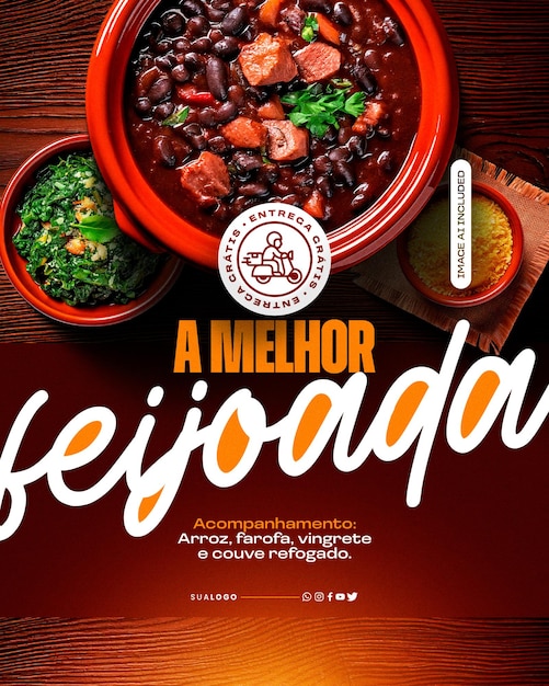 소셜 미디어 Feijoada 음식