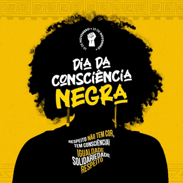 PSD social media flat design black conscience day brazil