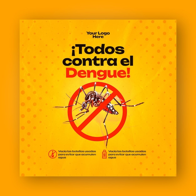 PSD flyer sui social media per tutti contro la dengue