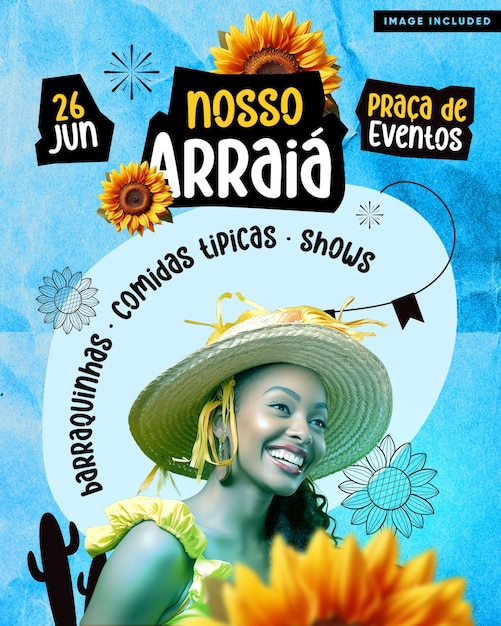 PSD social media flyer our arraia in brazil