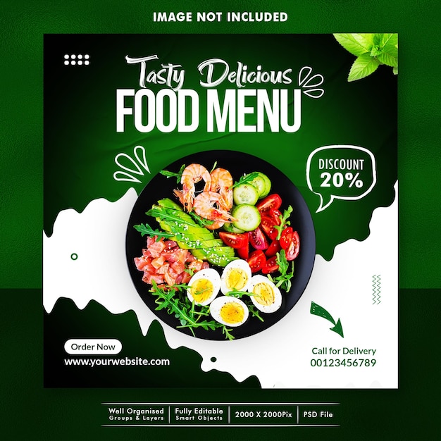 Social media food banner design template