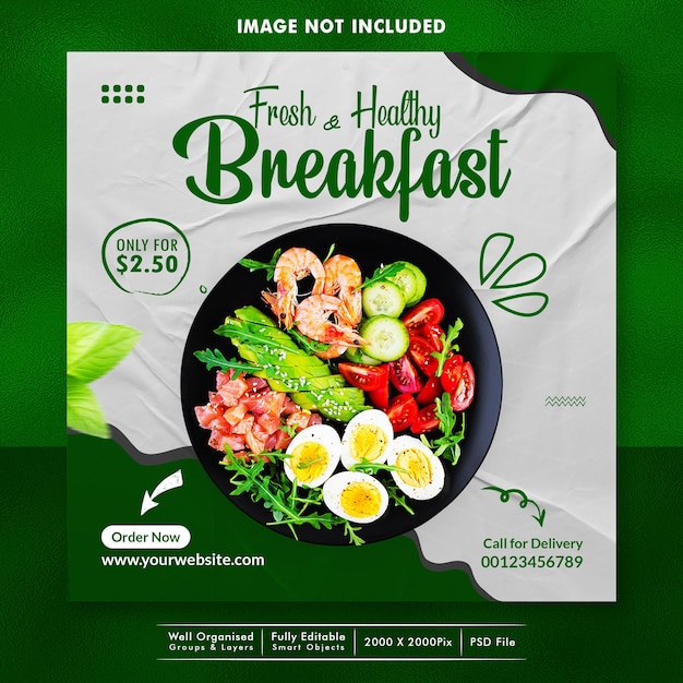 PSD social media food banner design template