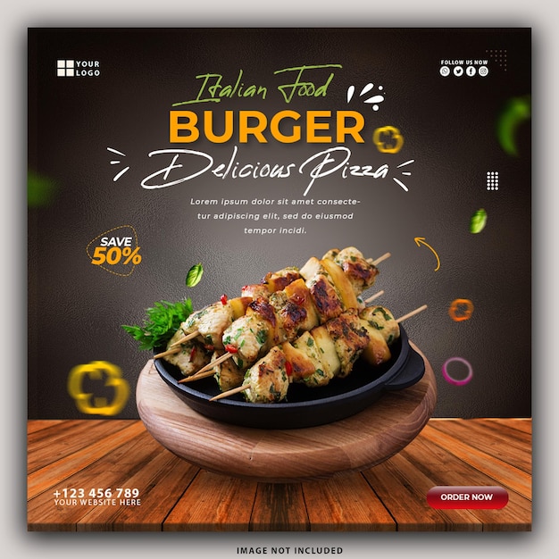 PSD social media food banner ontwerp template