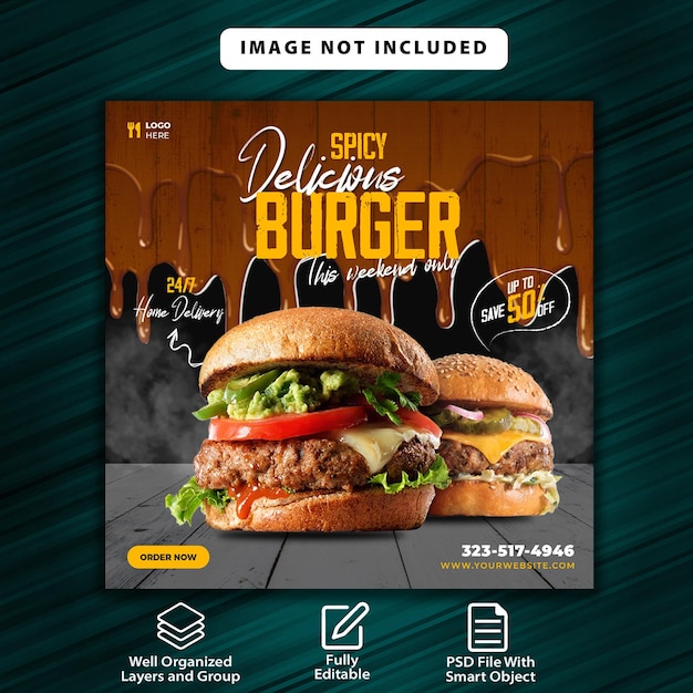 social media food banner post template design