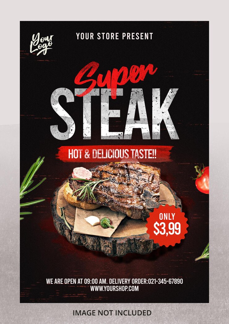 ソーシャルメディア食品バナーステーキテンプレート