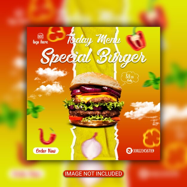 PSD social media food poster instagram food menu post design