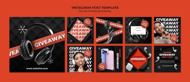 Social media giveaway template design