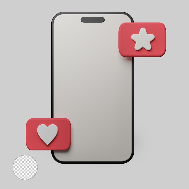 PSD social media handphone icon 3d rendering