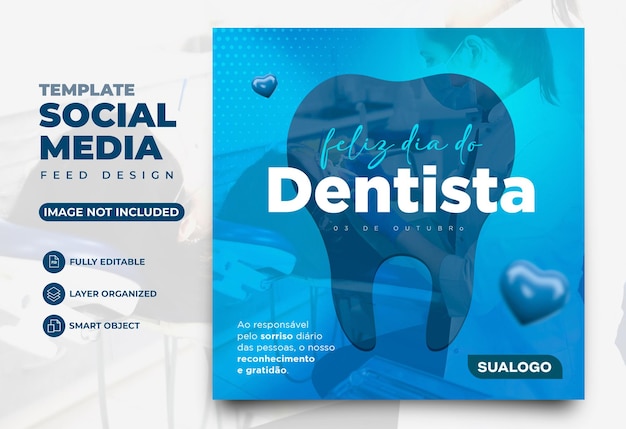 Social media felice festa del dentista in portoghese brasiliano