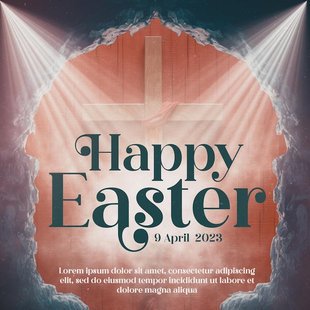 Social media Happy Easter for Christianity in Portuguese
