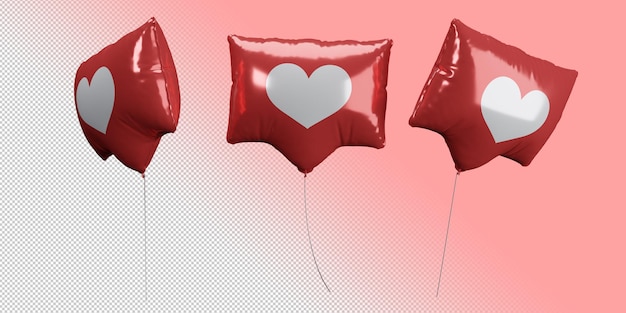 Social media heartshaped balloons with different perspectives