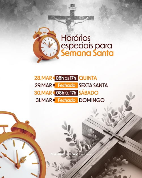 PSD social media horarios especiais semana santa