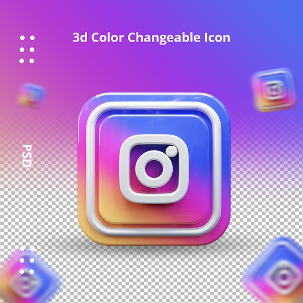 PSD illustrazione 3d dell'icona dei social media logo del pulsante 3d dei social media di instagram