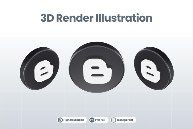 ソーシャルメディアアイコンブロガーロゴ分離3dレンダリング