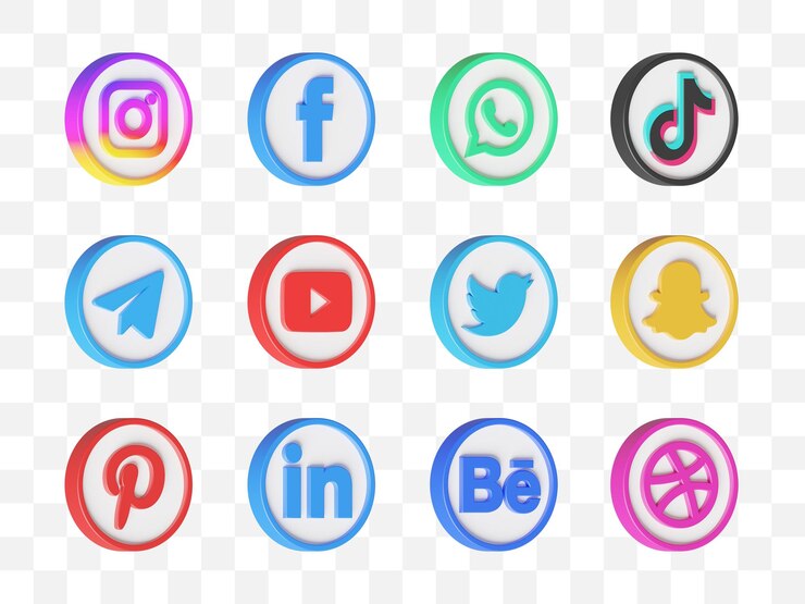 PSD social media icon collection 3d