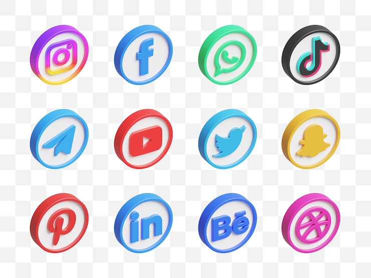 PSD social media icon collection 3d