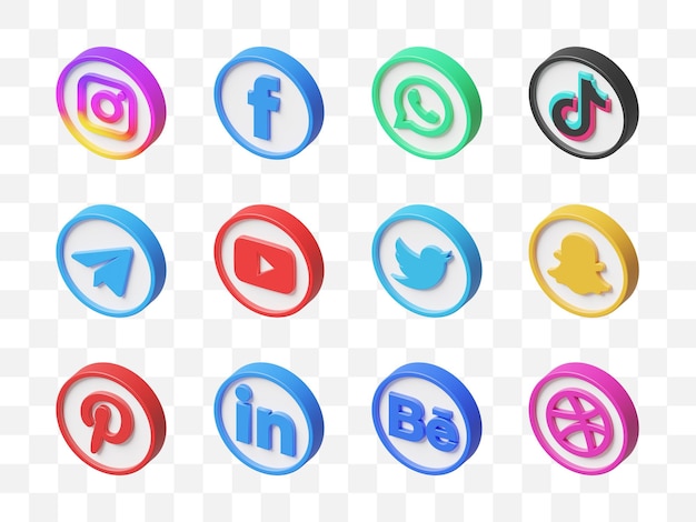 Social media icon collection 3d