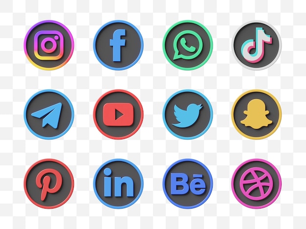 Social media icon collection 3d