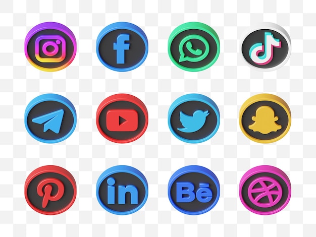 PSD social media icon collection 3d