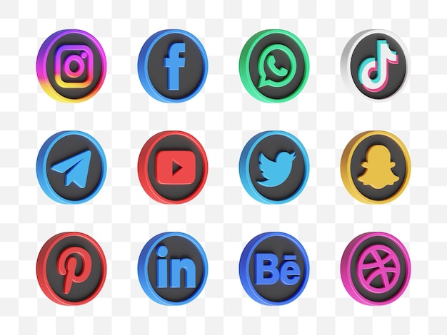 PSD social media icon collection 3d