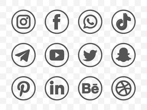 PSD social media icon collection 3d