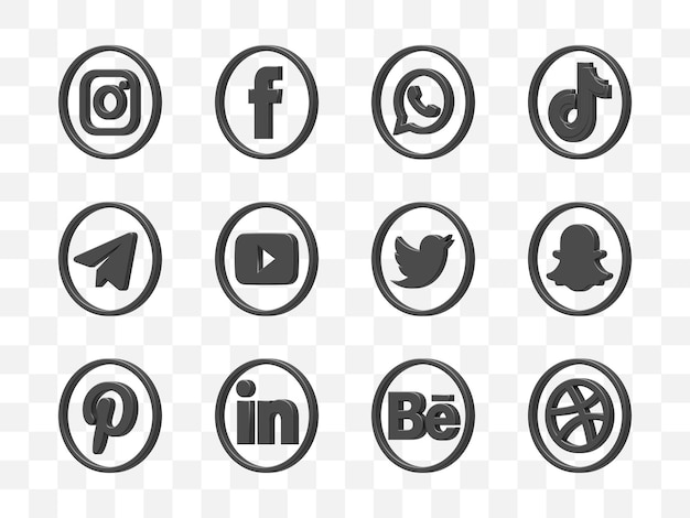 Social media icon collection 3d