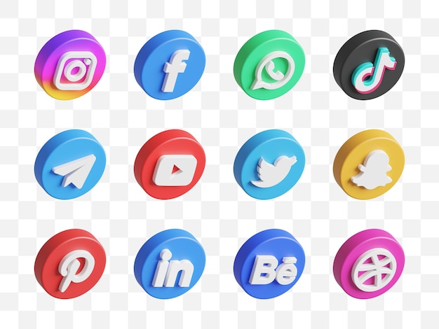 Social media icon collection 3d