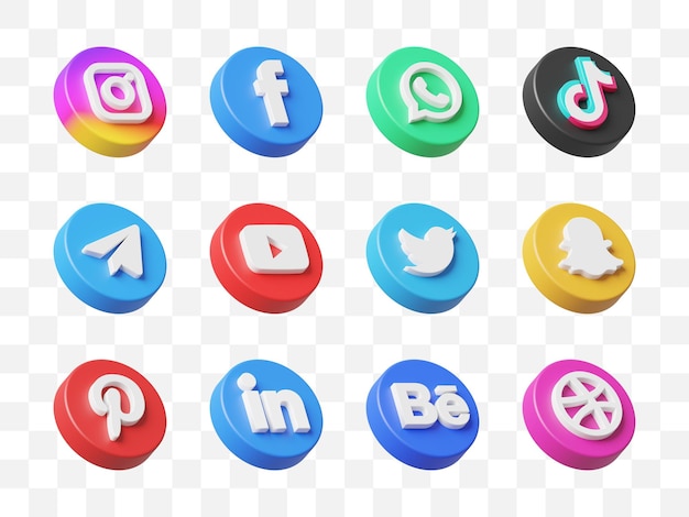 PSD social media icon collection 3d