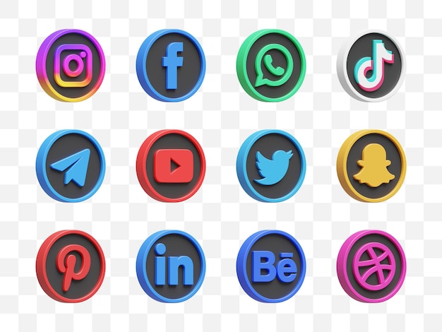 PSD social media icon collection 3d