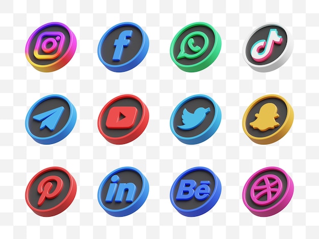 Social media icon collection 3d