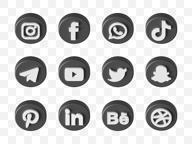 PSD social media icon collection 3d