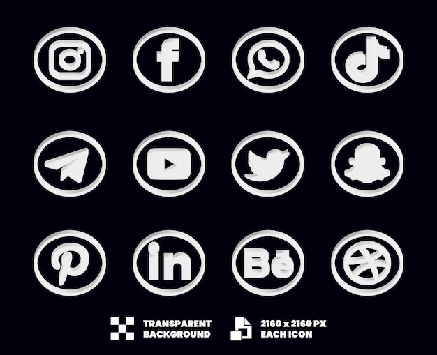 Social media icon collection 3d