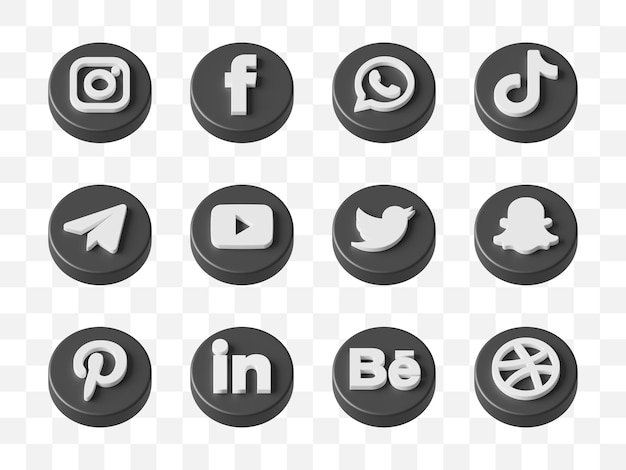 PSD social media icon collection 3d