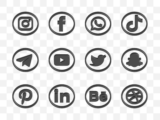 PSD social media icon collection 3d