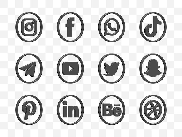 PSD social media icon collection 3d