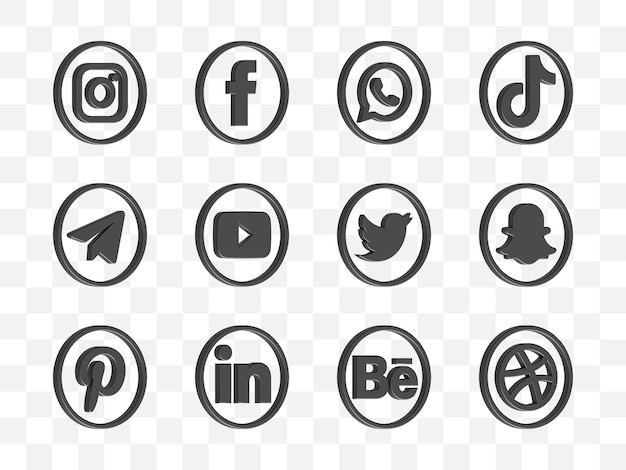 PSD social media icon collection 3d