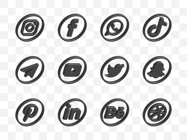 PSD social media icon collection 3d