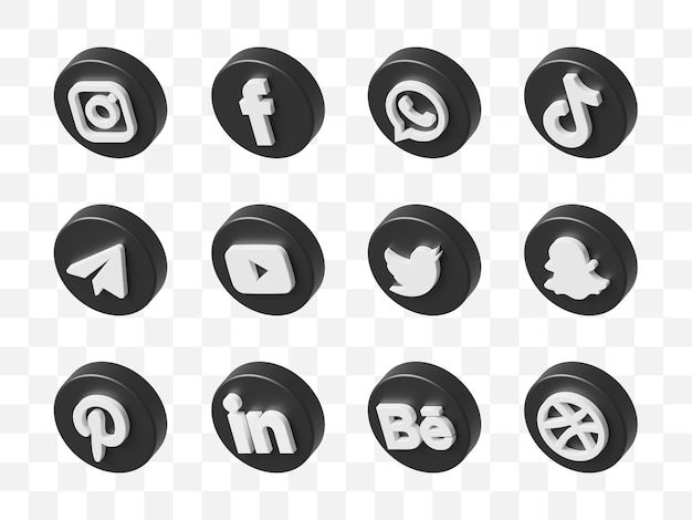 Social media icon collection 3d