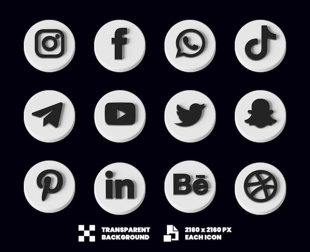 PSD Коллекция икон социальных сетей 3d