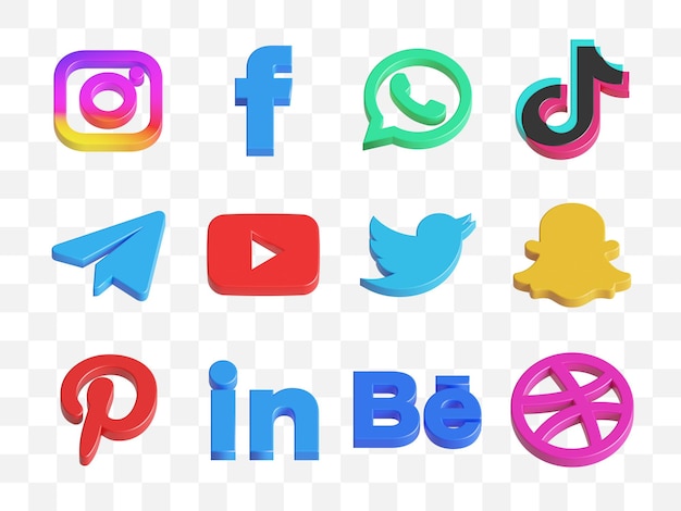 Social media icon collection 3d