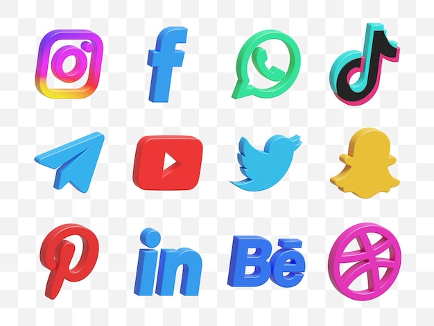 PSD social media icon collection 3d